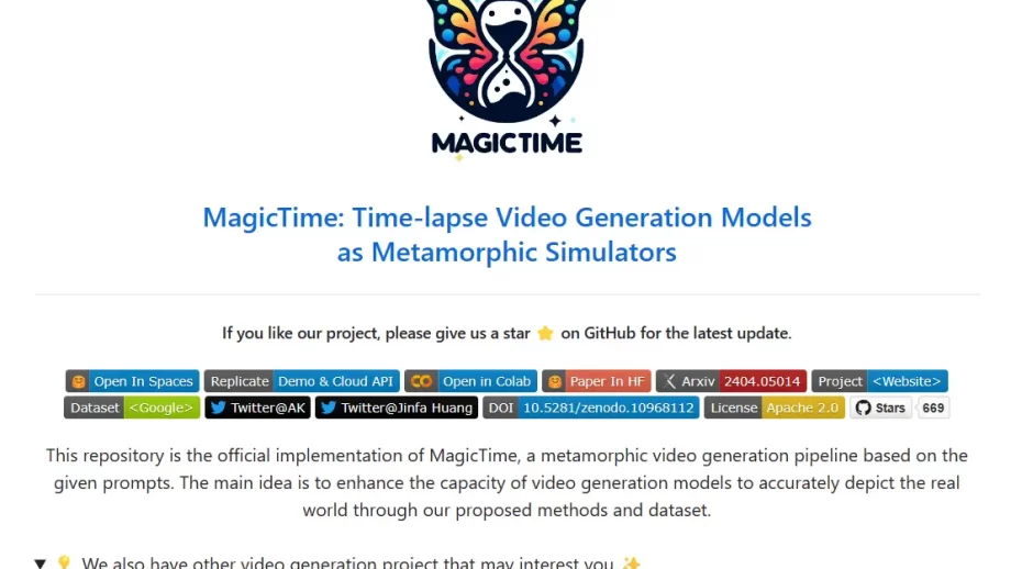 MagicTime-开创性的AI视频工具，引领高质量延时视频生成新纪元